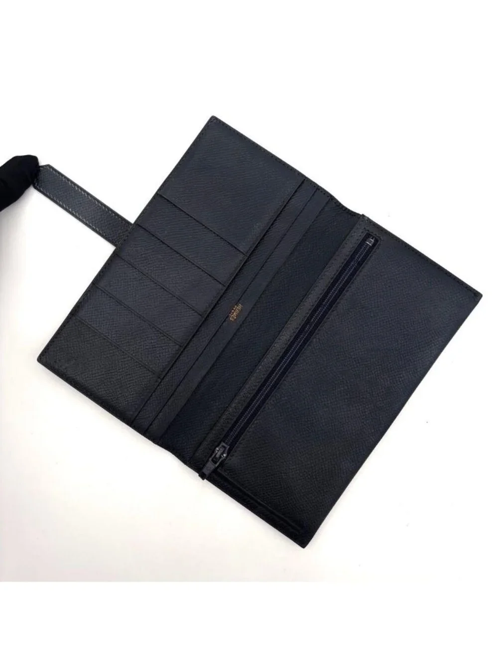 Hermes Bearn Classic Bifold Wallet Navy Leather Epsom